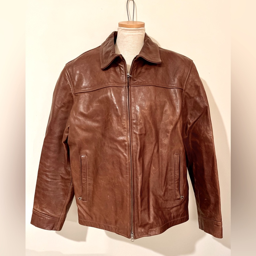 “Vintage” Banana Republic Leather Jacket - Rusty Brown - Men’s Large